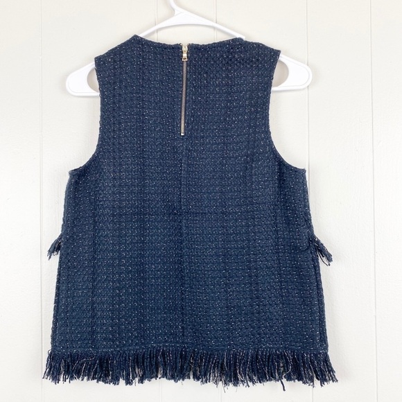 Lost April | Navy Blue Fringe Tweed Tank Top - Picture 5 of 5